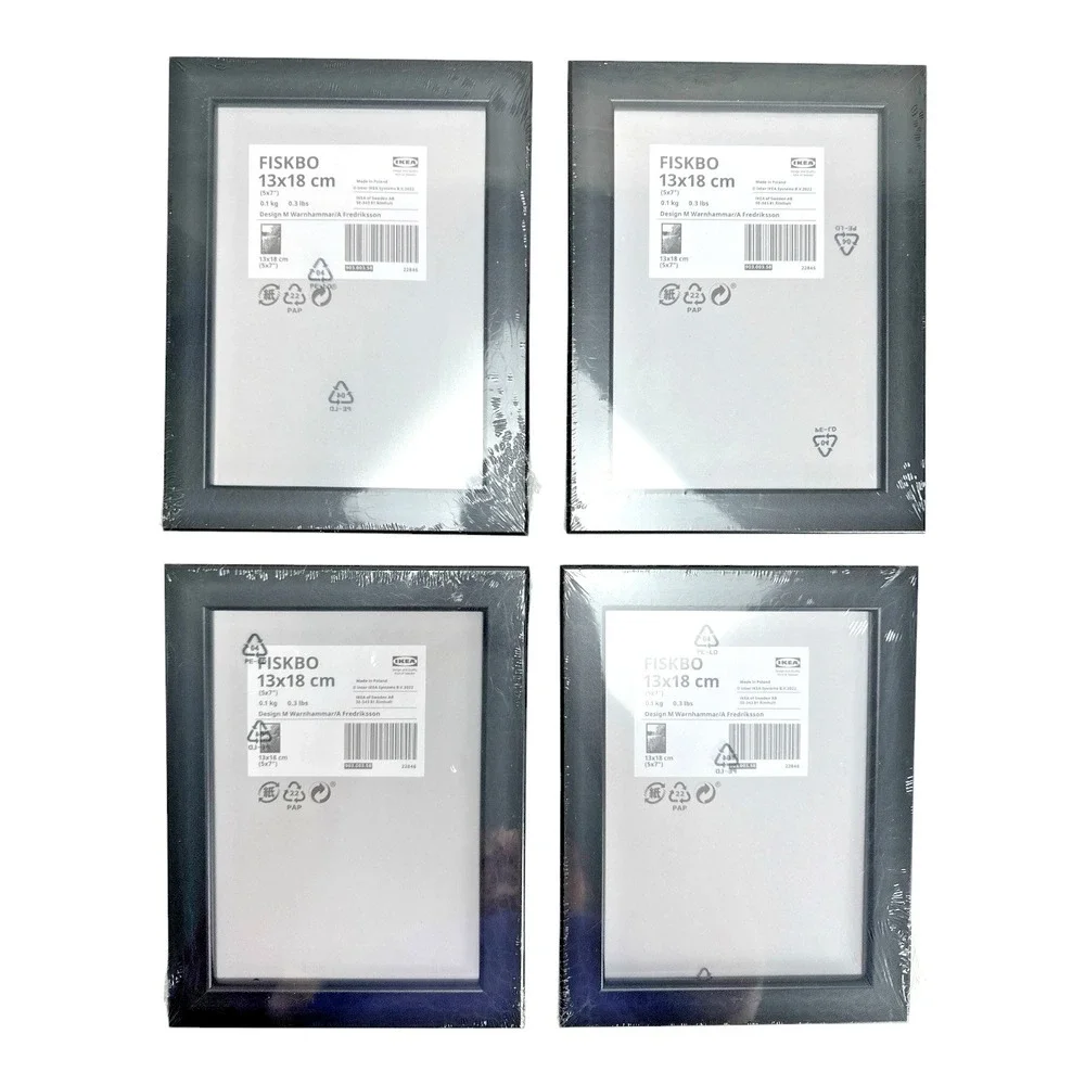 IKEA FISKBO Picture Frame Set of 4 Black 5x7 Photo Art Display Wall Table Top